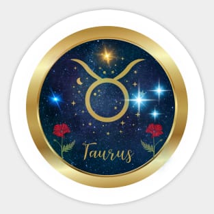 Golden Taurus Zodiac Signs Sticker